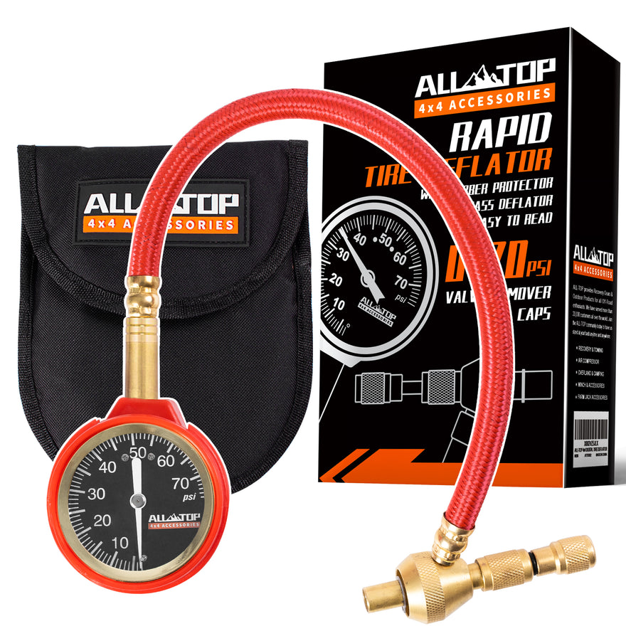 RAPID TIRE DEFLATOR W/ GAUGE, 0-70 PSI
